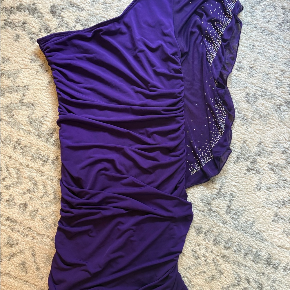 BONGO One Shoulder Purple Dress with Rhinestone Detail